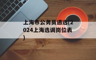 上海市公务员遴选(2024上海选调岗位表)