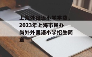 上海外国语小学学费，2023年上海市民办尚外外国语小学招生简章
