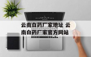 云南白药厂家地址 云南白药厂家官方网站