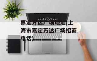 嘉定万达广场地址(上海市嘉定万达广场招商电话)