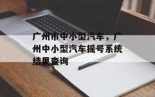 广州市中小型汽车，广州中小型汽车摇号系统结果查询