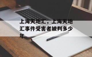 上海天地汇，上海天地汇事件受害者被判多少年
